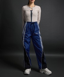 CELINE サイドライン　ワイドストレートパンツ　バイカラー　ネイビー　38 CELINE サイドライン ワイドストレートパンツ バイカラー