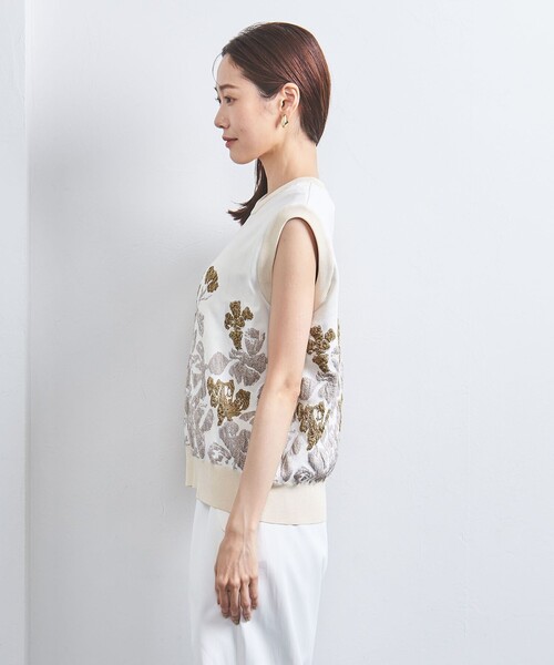 WRAPINKNOT（ラッピンノット）の「【別注】＜WRAPINKNOT＞ラメ ニットベスト -united LOVE project 2024（ベスト・レディース・オフホワイト/ネイビー・0）」の9枚目の写真