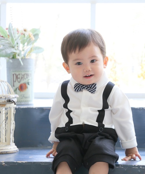 Aenak （アエナック）の「【Aenak / アエナック】フォーマル蝶ネクタイロンパース（ロンパース・キッズ・ブラック系その他/オフホワイト・80/70）」の4枚目の写真