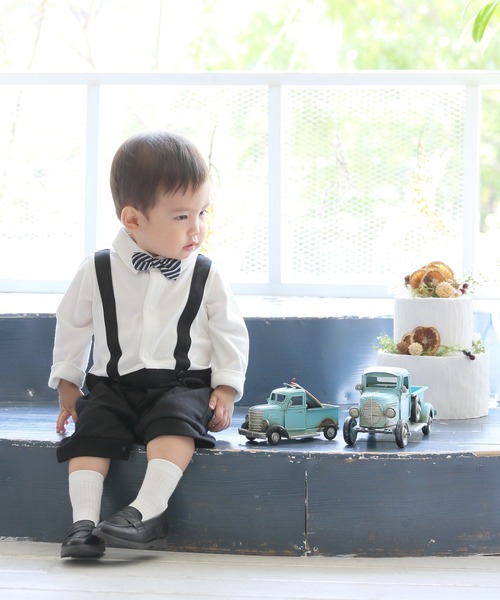 Aenak （アエナック）の「【Aenak / アエナック】フォーマル蝶ネクタイロンパース（ロンパース・キッズ・ブラック系その他/オフホワイト・80/70）」の6枚目の写真