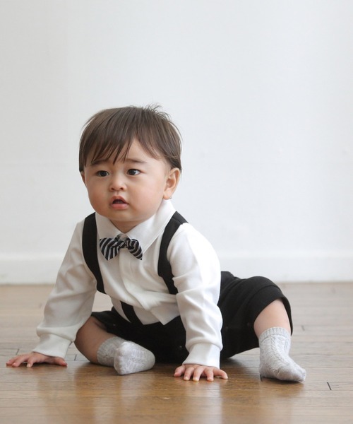 Aenak （アエナック）の「【Aenak / アエナック】フォーマル蝶ネクタイロンパース（ロンパース・キッズ・ブラック系その他/オフホワイト・80/70）」の12枚目の写真