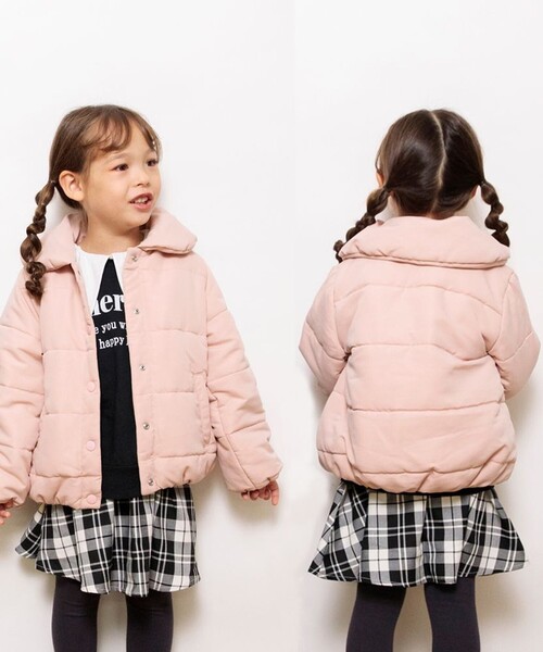 BRANSHES（ブランシェス）の「ショールカラー中綿ジャケット（ブルゾン・キッズ・ピンク・150/90/130/110/140/120/100）」の3枚目の写真