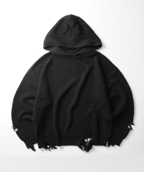 Confirm(コンファーム)の「オーバーサイズ プルオーバーパーカー ダメージニットフーディー【Confirm】(パーカー・メンズ・モカ/ブラック/ナチュラル・L/M)」の9枚目の写真