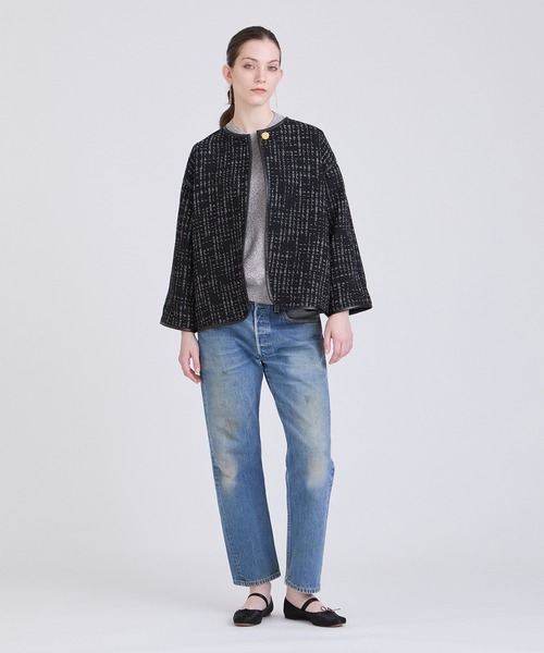 【セール】モノトーンツイードジャケット（ノーカラージャケット）｜HOUSE OF LOTUS（ハウスオブロータス）