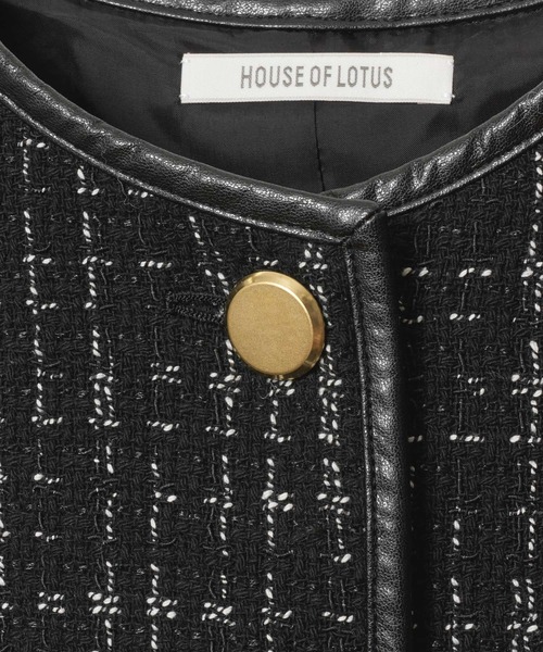 【セール】モノトーンツイードジャケット（ノーカラージャケット）｜HOUSE OF LOTUS（ハウスオブロータス）