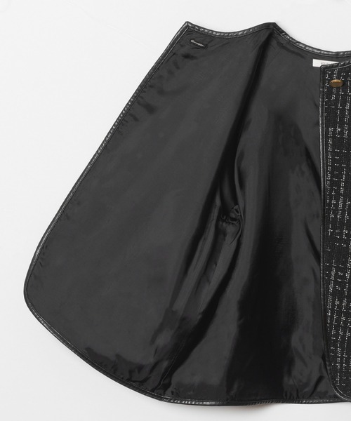 【セール】モノトーンツイードジャケット（ノーカラージャケット）｜HOUSE OF LOTUS（ハウスオブロータス）