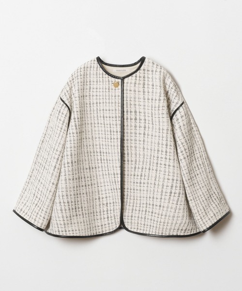 【セール】モノトーンツイードジャケット（ノーカラージャケット）｜HOUSE OF LOTUS（ハウスオブロータス）