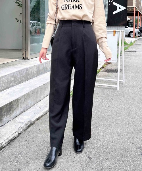INGNI(イング)の「ワイドパンツ(セットアップ対応)(スラックス・レディース・ブラック/ブラウン/グレー/アイボリー・S/M)」の5枚目の写真