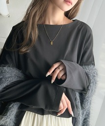 classicalelf（クラシカルエルフ）の「女性らしさ漂う、大人シンプル。シルケット風ボートネックロンTee（Tシャツ/カットソー）」
