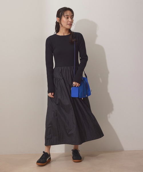 NERGY(ナージー)の「【UV&保温&ウォッシャブル】ニットドッキングバルーンワンピース(ワンピース・レディース・ブラック/オフホワイト・FREE)」の5枚目の写真