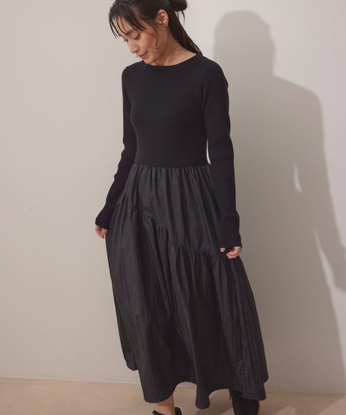 NERGY(ナージー)の「【UV&保温&ウォッシャブル】ニットドッキングバルーンワンピース(ワンピース・レディース・ブラック/オフホワイト・FREE)」の9枚目の写真