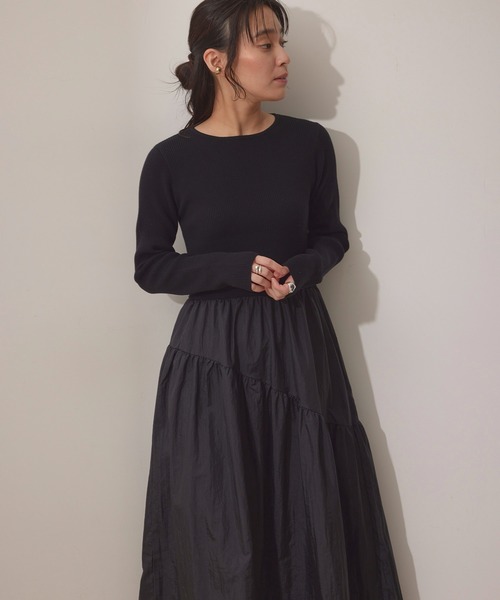 NERGY(ナージー)の「【UV&保温&ウォッシャブル】ニットドッキングバルーンワンピース(ワンピース・レディース・ブラック/オフホワイト・FREE)」の10枚目の写真