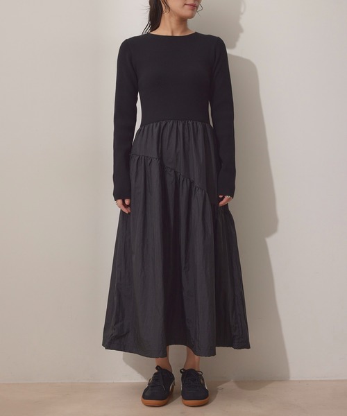 NERGY(ナージー)の「【UV&保温&ウォッシャブル】ニットドッキングバルーンワンピース(ワンピース・レディース・ブラック/オフホワイト・FREE)」の13枚目の写真