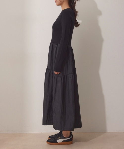 NERGY(ナージー)の「【UV&保温&ウォッシャブル】ニットドッキングバルーンワンピース(ワンピース・レディース・ブラック/オフホワイト・FREE)」の14枚目の写真