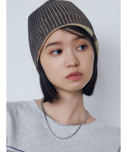 EMODA（エモダ）の「ダブルフェイスプリントビーニー（ニットキャップ/ビーニー・レディース・ブラウン/ブラック・FREE）」の7枚目の写真