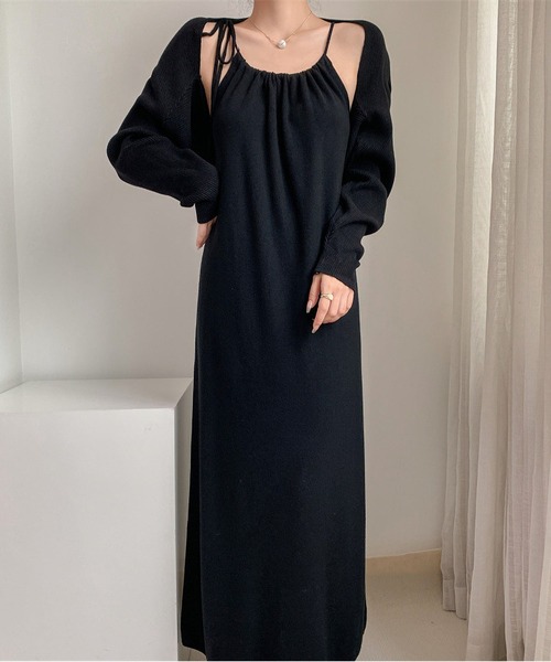 MAISON DE THERESE(メゾン ド テレーズ)の「chicニット2点セット(長袖ストール&ワンピース)(ワンピース・レディース・ベージュ/ブラック/アイボリー/カーキ・S/M/L/XL)」の7枚目の写真