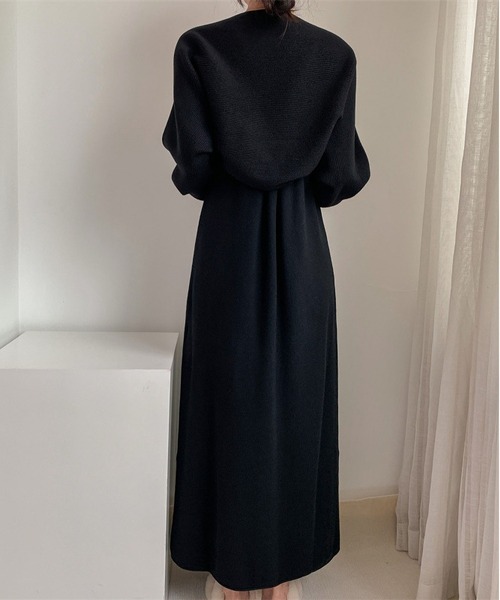 MAISON DE THERESE(メゾン ド テレーズ)の「chicニット2点セット(長袖ストール&ワンピース)(ワンピース・レディース・ベージュ/ブラック/アイボリー/カーキ・S/M/L/XL)」の10枚目の写真