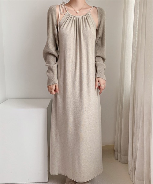 MAISON DE THERESE(メゾン ド テレーズ)の「chicニット2点セット(長袖ストール&ワンピース)(ワンピース・レディース・ベージュ/ブラック/アイボリー/カーキ・S/M/L/XL)」の12枚目の写真