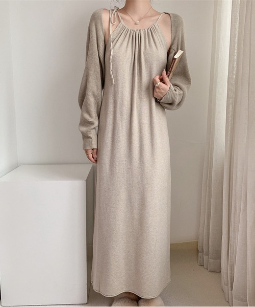 MAISON DE THERESE(メゾン ド テレーズ)の「chicニット2点セット(長袖ストール&ワンピース)(ワンピース・レディース・ベージュ/ブラック/アイボリー/カーキ・S/M/L/XL)」の13枚目の写真