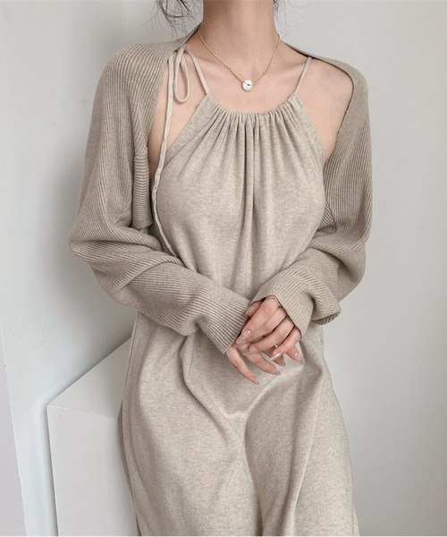 MAISON DE THERESE(メゾン ド テレーズ)の「chicニット2点セット(長袖ストール&ワンピース)(ワンピース・レディース・ベージュ/ブラック/アイボリー/カーキ・S/M/L/XL)」の18枚目の写真