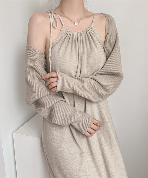 MAISON DE THERESE(メゾン ド テレーズ)の「chicニット2点セット(長袖ストール&ワンピース)(ワンピース・レディース・ベージュ/ブラック/アイボリー/カーキ・S/M/L/XL)」の19枚目の写真