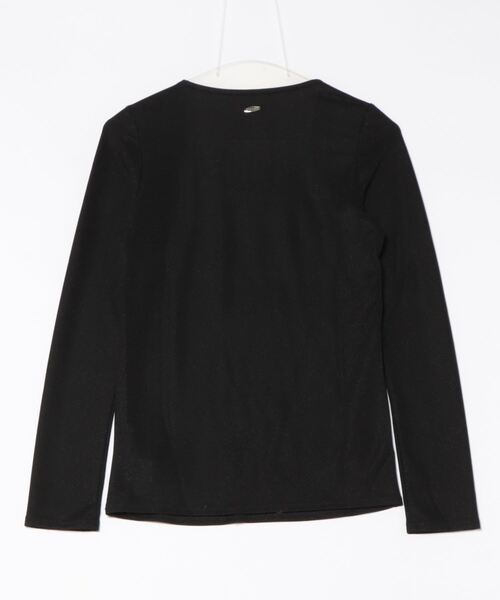 12Twelve Agenda（トゥエルブ　アジェンダ）の「Uネックラメ混長袖カットソープルオーバー（Tシャツ/カットソー・レディース・オフホワイト/ブラック・M）」の3枚目の写真