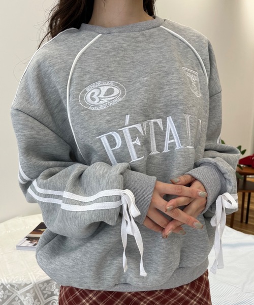 Birthday room（バースデイルーム）の「サイドラインリボンゲームスウェット / side line ribbon game wool lining sweat（スウェット・レディース・グレー/ネイビー・FREE）」の18枚目の写真