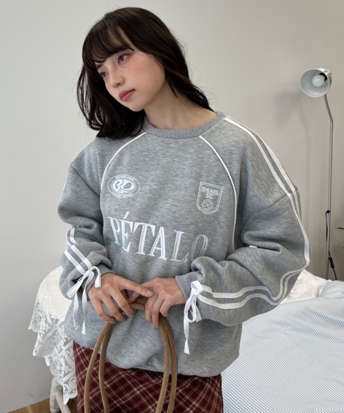 Birthday room（バースデイルーム）の「サイドラインリボンゲームスウェット / side line ribbon game wool lining sweat（スウェット・レディース・グレー/ネイビー・FREE）」の3枚目の写真