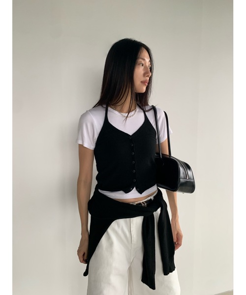 セール】カシミヤブレンドホルターニットビスチェ（ベスト）｜Didot