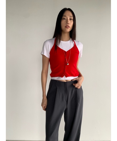 セール】カシミヤブレンドホルターニットビスチェ（ベスト