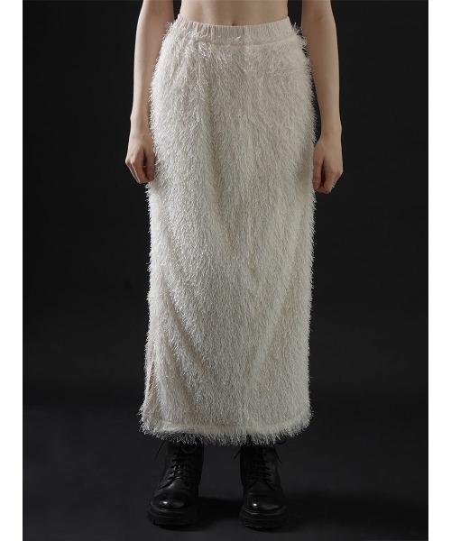:ETHROF(イーサオブ)の「FRINGE JACQUARD SKIRT(スカート・レディース・オフホワイト/ブラック・FREE)」の5枚目の写真