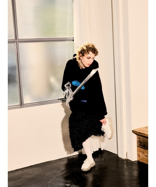 :ETHROF(イーサオブ)の「FRINGE JACQUARD SKIRT(スカート・レディース・オフホワイト/ブラック・FREE)」の9枚目の写真