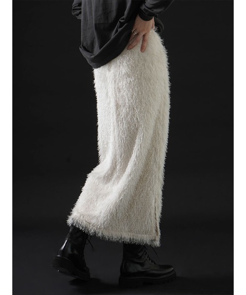 :ETHROF(イーサオブ)の「FRINGE JACQUARD SKIRT(スカート・レディース・オフホワイト/ブラック・FREE)」の4枚目の写真