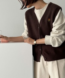 El mar　ワンポイント刺繍ニットベスト