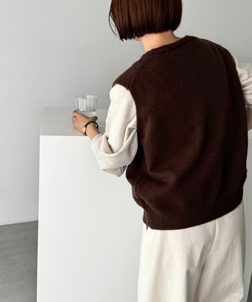 CANAL JEAN（キャナルジーン）の「El mar　ワンポイント刺繍ニットベスト（ベスト・レディース・ブラウン/アイボリー/グレー・ONE SIZE）」の13枚目の写真