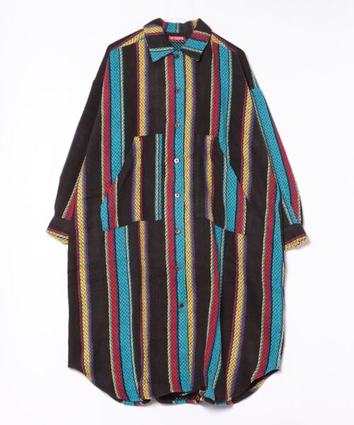 チャイハネ（チャイハネ）の「【チャイハネ】ソルサラシャツワンピース（シャツワンピース・レディース・ブラック/ターコイズブルー/ベージュ・FREE）」の2枚目の写真