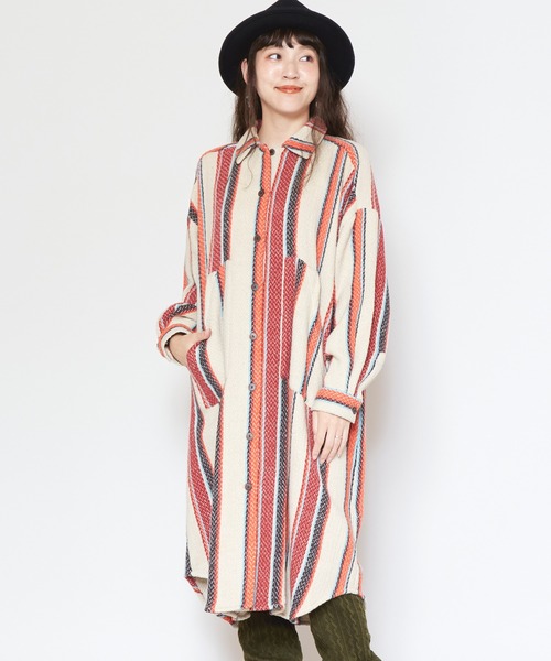 チャイハネ（チャイハネ）の「【チャイハネ】ソルサラシャツワンピース（シャツワンピース・レディース・ブラック/ターコイズブルー/ベージュ・FREE）」の3枚目の写真