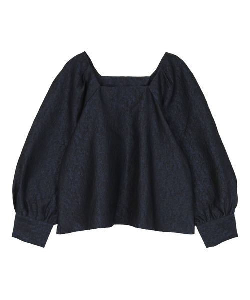 UR'S(ユアーズ)の「ふくれジャガードボリュームスリーブトップス(Tシャツ/カットソー・レディース・ネイビー/ホワイト/ブラック・S/M/L)」の12枚目の写真