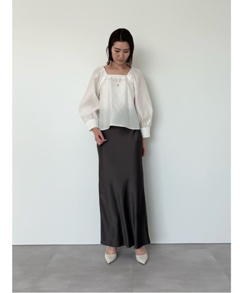 UR'S(ユアーズ)の「ふくれジャガードボリュームスリーブトップス(Tシャツ/カットソー・レディース・ネイビー/ホワイト/ブラック・S/M/L)」の15枚目の写真