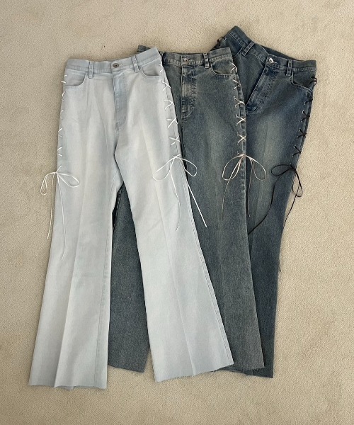 one after another NICE CLAUP(ワンアフターアナザーナイスクラップ)の「サイドレースアップデニムパンツ(デニムパンツ・レディース・ライトブルー/ブルー系その他/ブルー系その他2・SMALL/MEDIUM)」の9枚目の写真