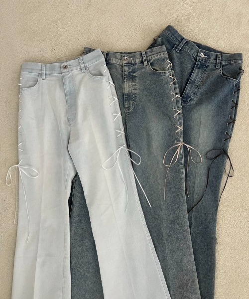 one after another NICE CLAUP(ワンアフターアナザーナイスクラップ)の「サイドレースアップデニムパンツ(デニムパンツ・レディース・ライトブルー/ブルー系その他/ブルー系その他2・SMALL/MEDIUM)」の10枚目の写真