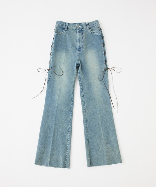 one after another NICE CLAUP(ワンアフターアナザーナイスクラップ)の「サイドレースアップデニムパンツ(デニムパンツ・レディース・ライトブルー/ブルー系その他/ブルー系その他2・SMALL/MEDIUM)」の13枚目の写真