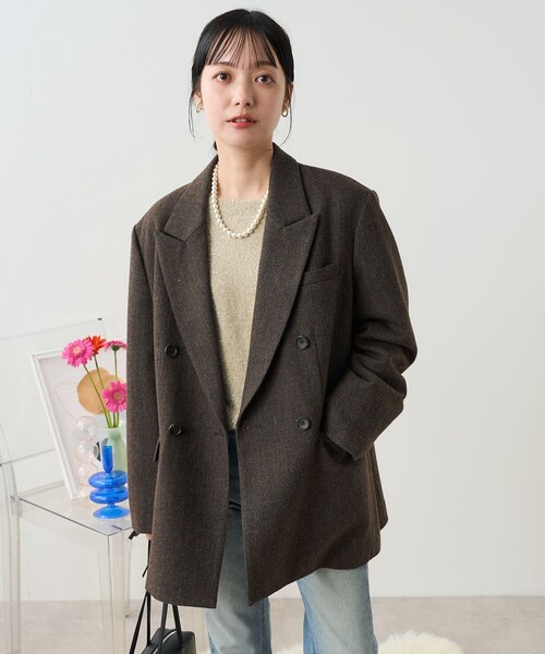 FREAK'S STORE(フリークスストア)の「ツイーディーテーラードジャケット(テーラードジャケット・レディース・ベージュ/グレー/ブラウン/チャコールグレー・フリ-)」の3枚目の写真