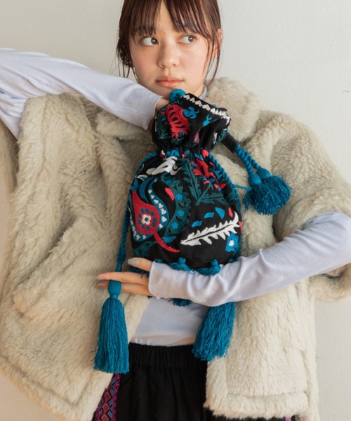 LEIN 花柄刺繍巾着バッグ（ショルダーバッグ）｜AMERICAN RAG CIE（アメリカンラグシー）