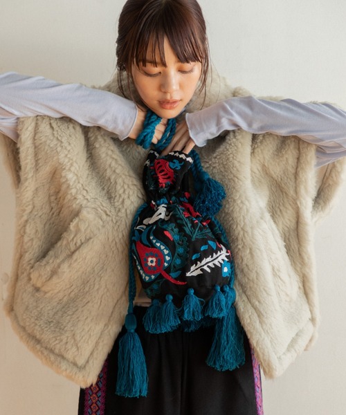 LEIN 花柄刺繍巾着バッグ（ショルダーバッグ）｜AMERICAN RAG CIE（アメリカンラグシー）