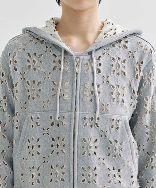【未使用】G.H.HURT&SON メリノウールショール MASU FLOWER HOLE ZIP-UP SWEAT PARKA 44