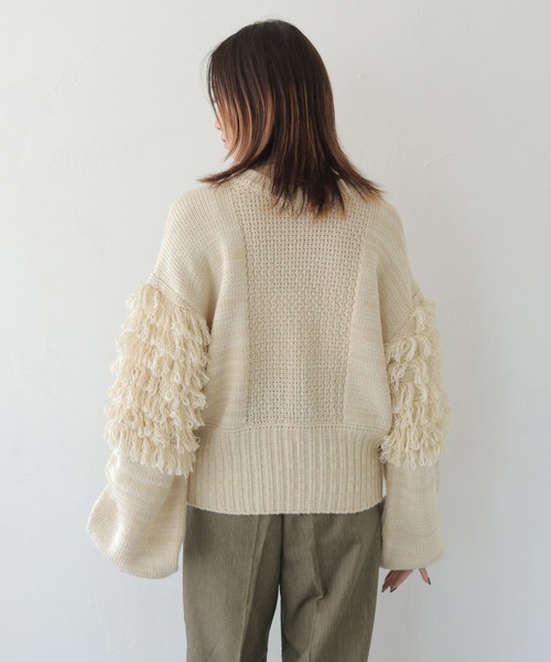 CLEIO（クレイオ）の「【CLEIO】前後2WAYループ編みカーディガン（ニット/セーター・レディース・ライトベージュ/ライトグレー・FREE）」の10枚目の写真