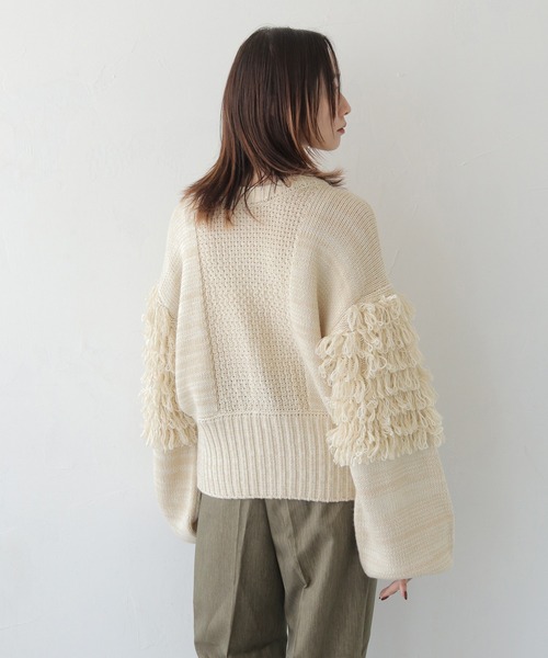 CLEIO（クレイオ）の「【CLEIO】前後2WAYループ編みカーディガン（ニット/セーター・レディース・ライトベージュ/ライトグレー・FREE）」の11枚目の写真