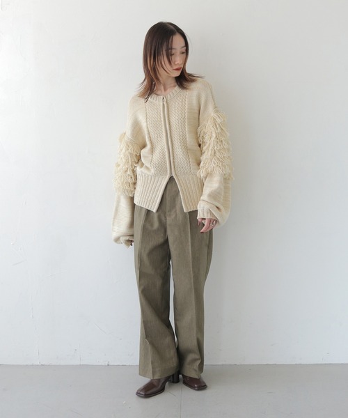 CLEIO（クレイオ）の「【CLEIO】前後2WAYループ編みカーディガン（ニット/セーター・レディース・ライトベージュ/ライトグレー・FREE）」の14枚目の写真