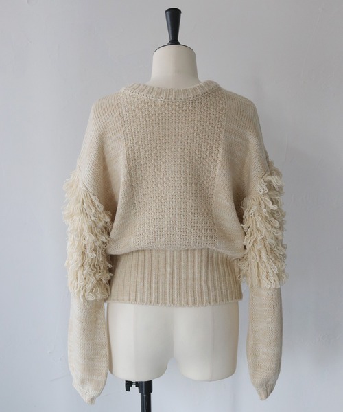 CLEIO（クレイオ）の「【CLEIO】前後2WAYループ編みカーディガン（ニット/セーター・レディース・ライトベージュ/ライトグレー・FREE）」の21枚目の写真